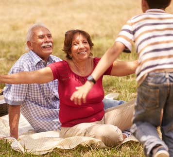 Grandparents, Grandchild, Happy picnic